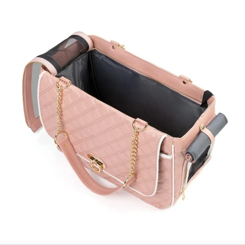 Pet Carrier Dogs Cat Small Animals Purse Bag, Leather Pet Carrier Dog Puppy Tote